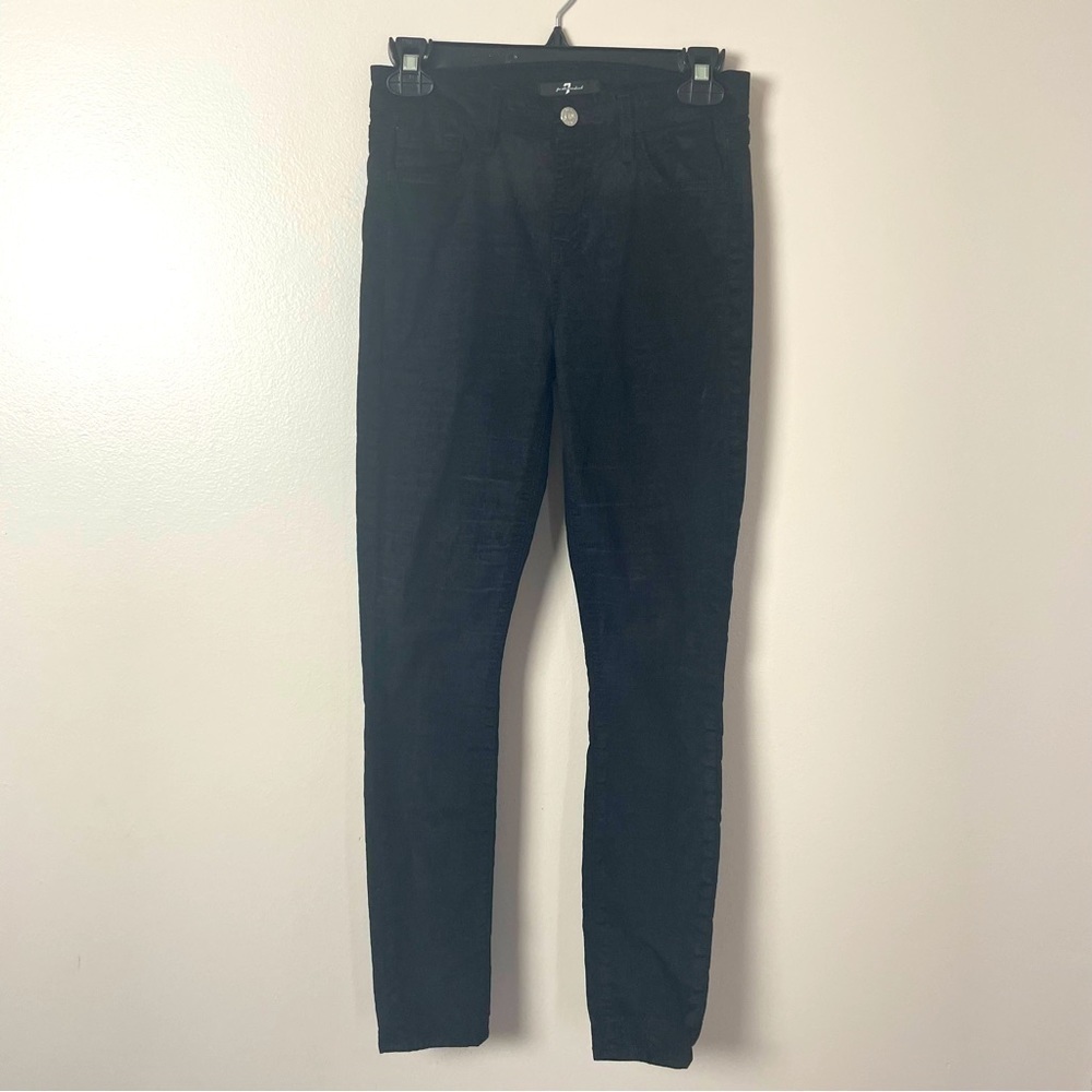 7 For All Mankind Velour Skinny Jeans – Black, Size 26